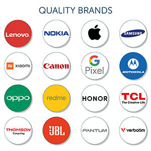 Quality Brand. The brands we sell.  We are proud to offer our customers a selection of the best brands in the technology and consumer electronics industry. Among the brands we distribute are global leaders such as Apple, Samsung, Lenovo, Nokia, Canon, Motorola, TCL, and JBL—all synonymous with innovation, reliability, and quality.  Our selection also includes fast-growing brands like Xiaomi, Oppo, realme, Honor, and Pixel (Google), known for their excellent value for money and cutting-edge technology.  Rounding out our range are specialized brands such as Verbatim, Pantum, and Thomson, which provide professional solutions for printing, data storage, and entertainment.  We distribute these brands through major retail channels, offering consumers a wide variety of tech products to meet every need.